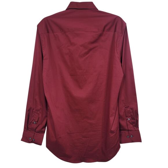 👔 Alfani Men's Dress Shirt Small Maroon Athletic Fit Long Sleeve Button-Up - Picture 2 of 6
